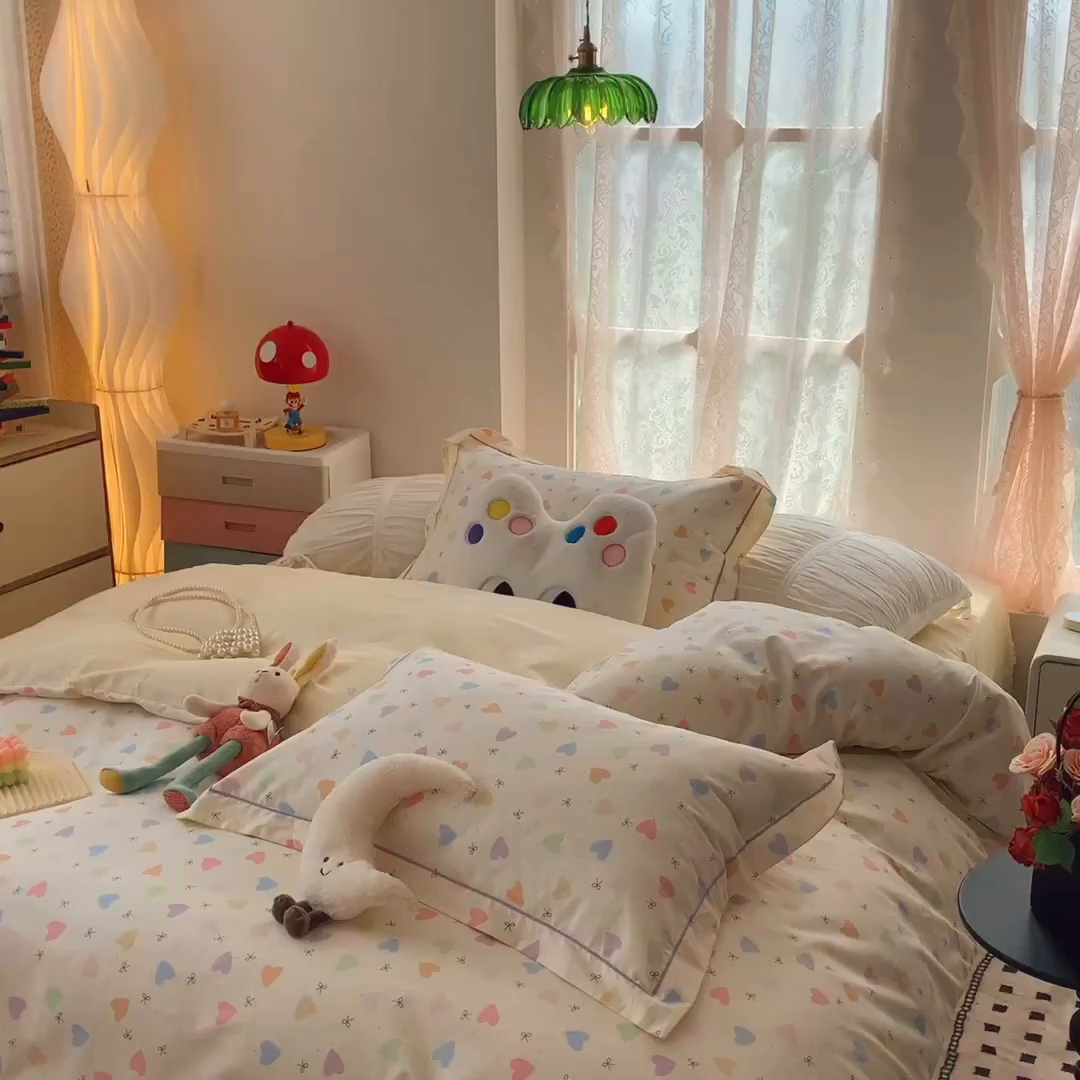 91家纺网 家纺一手货源 找家纺 莱豫家纺 2025新款亲肤舒适小清新印花全棉四件套第六批 心晴