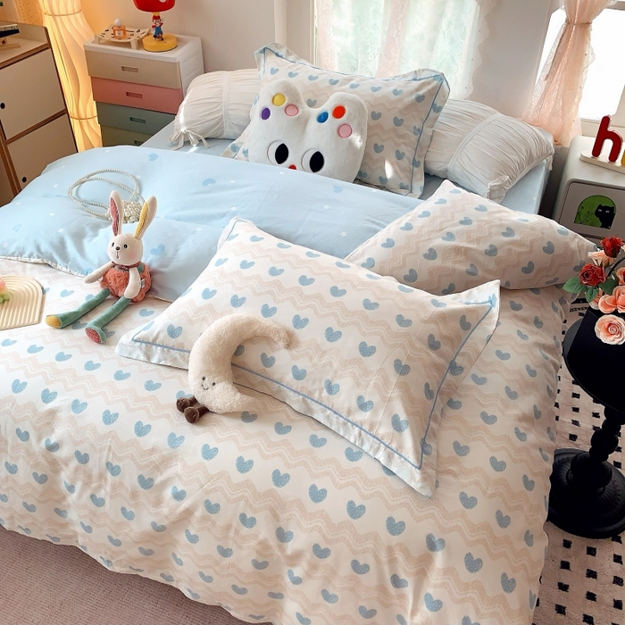 91家纺网 家纺一手货源 找家纺 莱豫家纺 2025新款亲肤舒适小清新印花全棉四件套第六批 心想事成