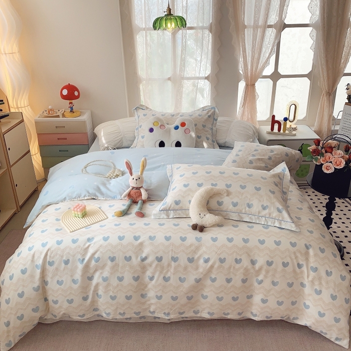 91家纺网 家纺一手货源 找家纺 莱豫家纺 2025新款亲肤舒适小清新印花全棉四件套第六批 心想事成