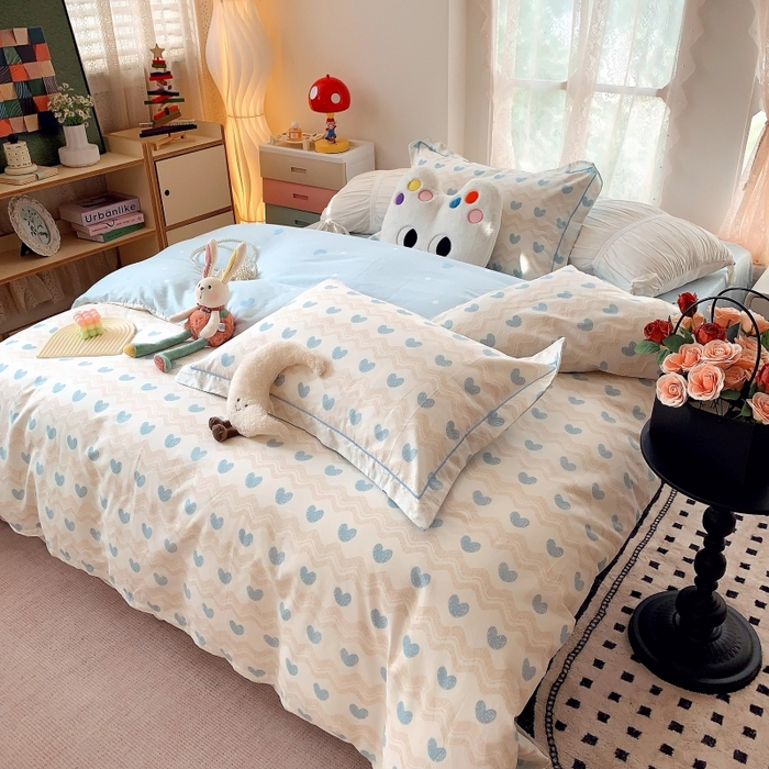 91家纺网 家纺一手货源 找家纺 莱豫家纺 2025新款亲肤舒适小清新印花全棉四件套第六批 心想事成