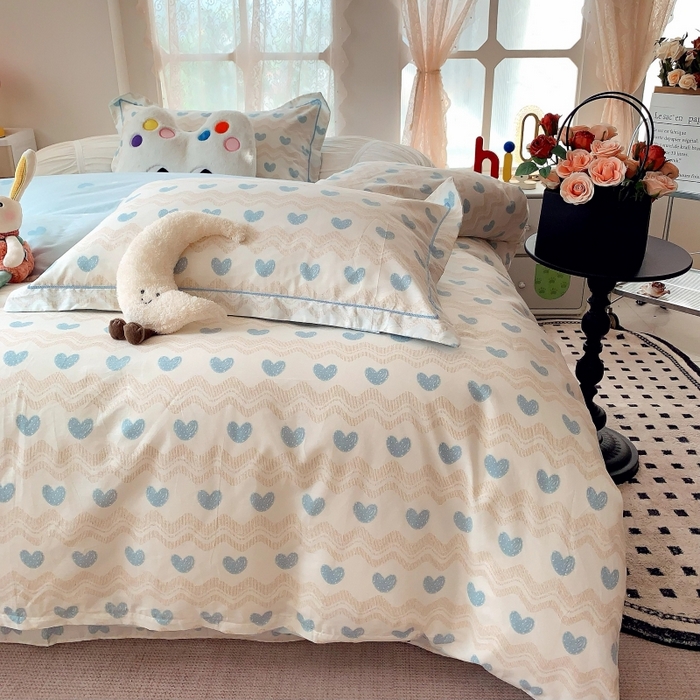 91家纺网 家纺一手货源 找家纺 莱豫家纺 2025新款亲肤舒适小清新印花全棉四件套第六批 心想事成