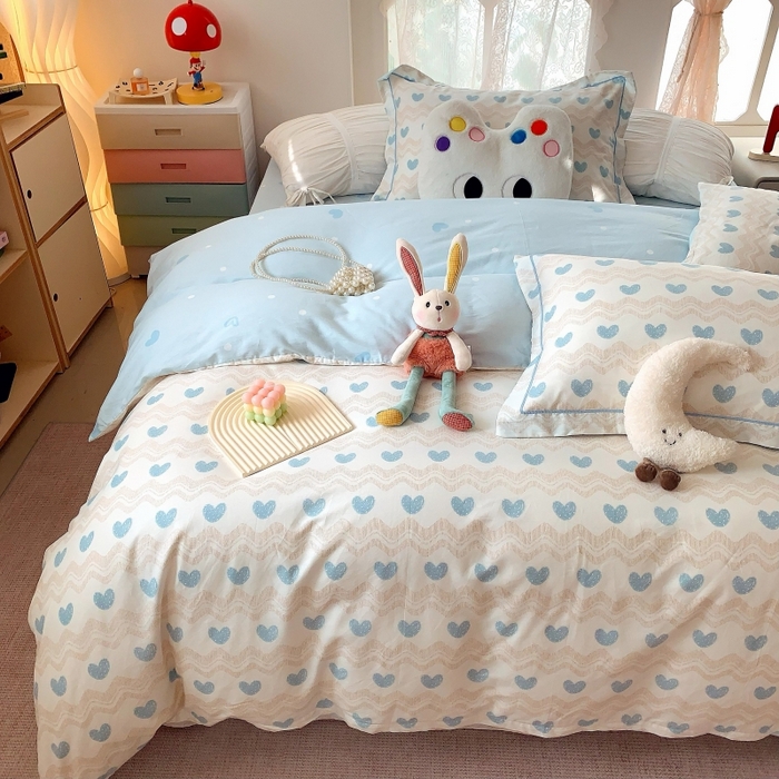 91家纺网 家纺一手货源 找家纺 莱豫家纺 2025新款亲肤舒适小清新印花全棉四件套第六批 心想事成