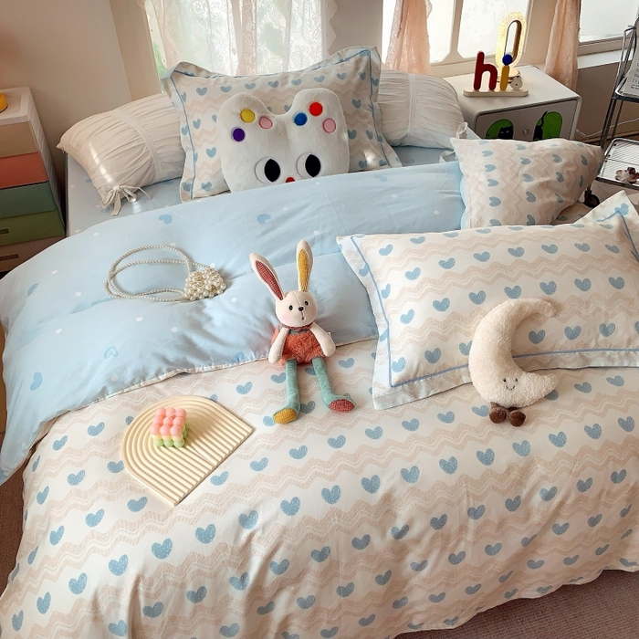 91家纺网 家纺一手货源 找家纺 莱豫家纺 2025新款亲肤舒适小清新印花全棉四件套第六批 心想事成