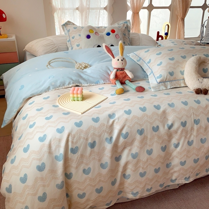 91家纺网 家纺一手货源 找家纺 莱豫家纺 2025新款亲肤舒适小清新印花全棉四件套第六批 心想事成