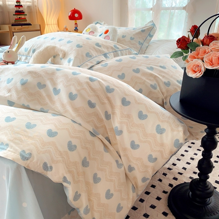 91家纺网 家纺一手货源 找家纺 莱豫家纺 2025新款亲肤舒适小清新印花全棉四件套第六批 心想事成