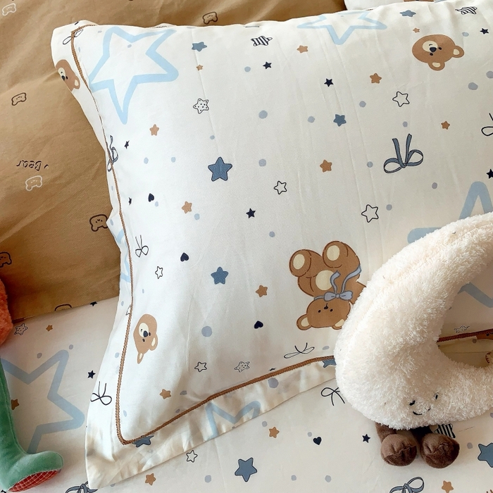 91家纺网 家纺一手货源 找家纺 莱豫家纺 2025新款亲肤舒适小清新印花全棉四件套第六批 星空小熊