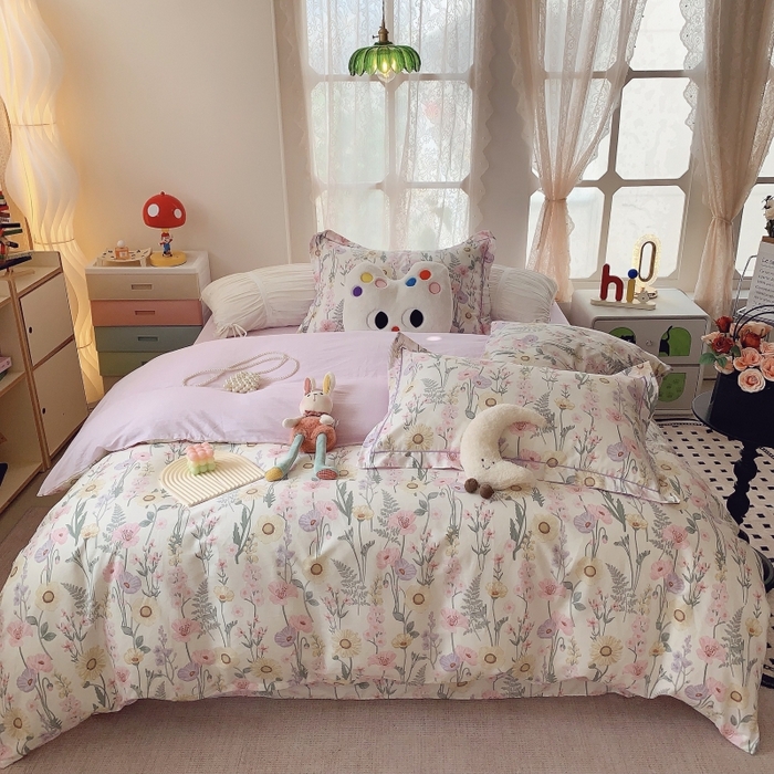 莱豫家纺 2025新款亲肤舒适小清新印花全棉四件套第六批 绚烂花季