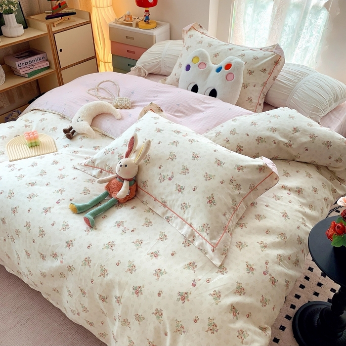 91家纺网 家纺一手货源 找家纺 莱豫家纺 2025新款亲肤舒适小清新印花全棉四件套第六批 枕畔花吟