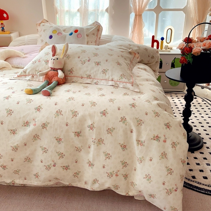 91家纺网 家纺一手货源 找家纺 莱豫家纺 2025新款亲肤舒适小清新印花全棉四件套第六批 枕畔花吟