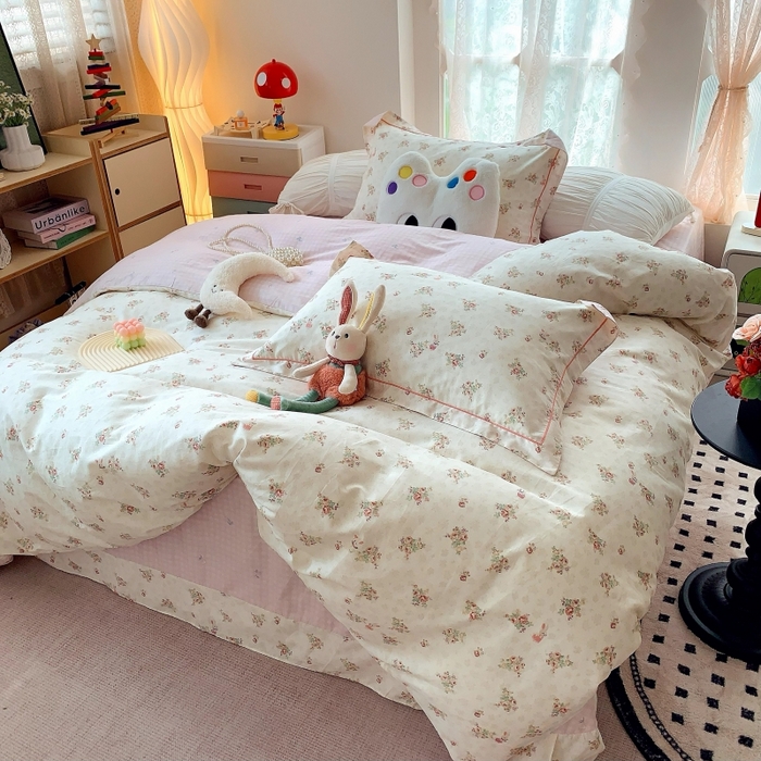 91家纺网 家纺一手货源 找家纺 莱豫家纺 2025新款亲肤舒适小清新印花全棉四件套第六批 枕畔花吟