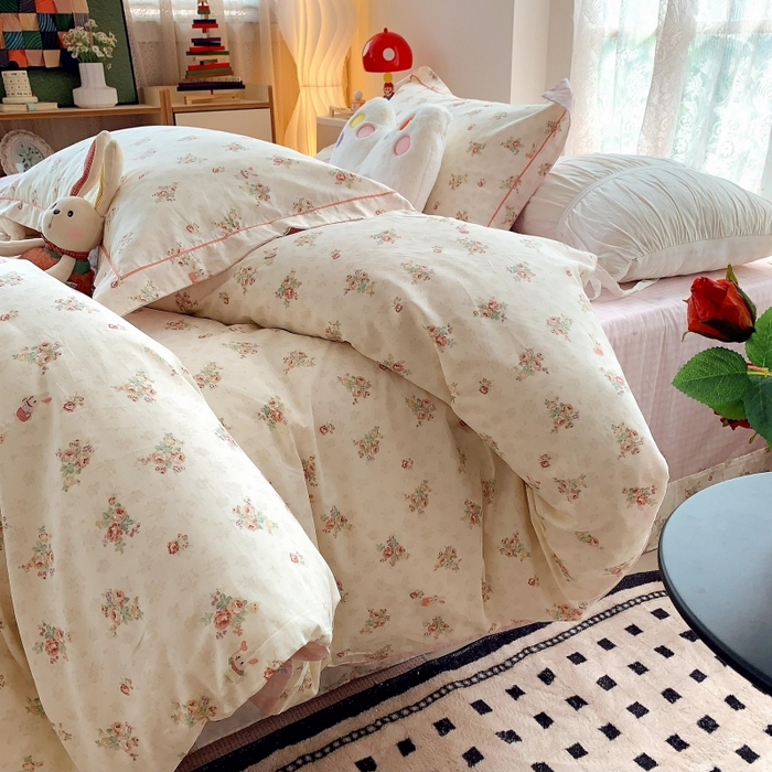 91家纺网 家纺一手货源 找家纺 莱豫家纺 2025新款亲肤舒适小清新印花全棉四件套第六批 枕畔花吟