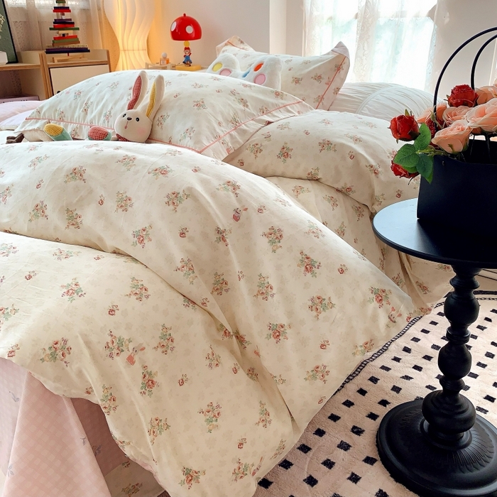 91家纺网 家纺一手货源 找家纺 莱豫家纺 2025新款亲肤舒适小清新印花全棉四件套第六批 枕畔花吟