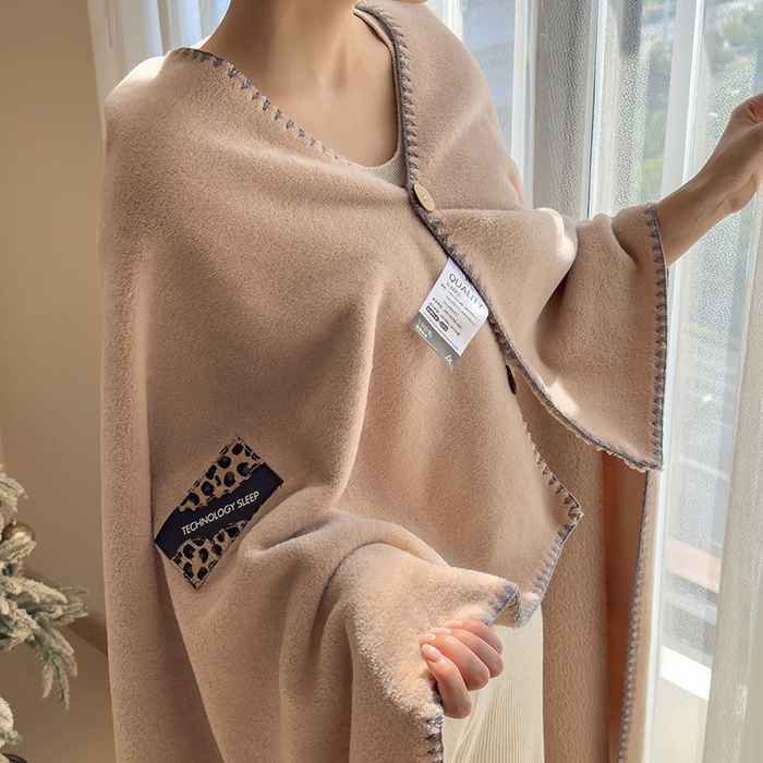 91家纺网 家纺一手货源 找家纺 合纵跨境工厂 2025秋冬新款加厚可机洗羊棉绒贝壳边毛毯冬季保暖盖毯跨境外贸JIT一件代发 秋栗棕