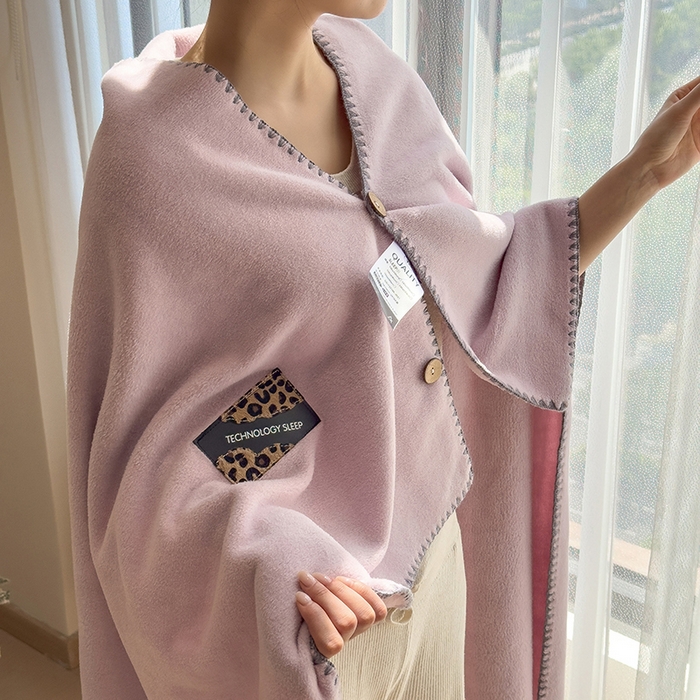 91家纺网 家纺一手货源 找家纺 合纵跨境工厂 2025秋冬新款加厚可机洗羊棉绒贝壳边毛毯冬季保暖盖毯跨境外贸JIT一件代发 樱昙粉