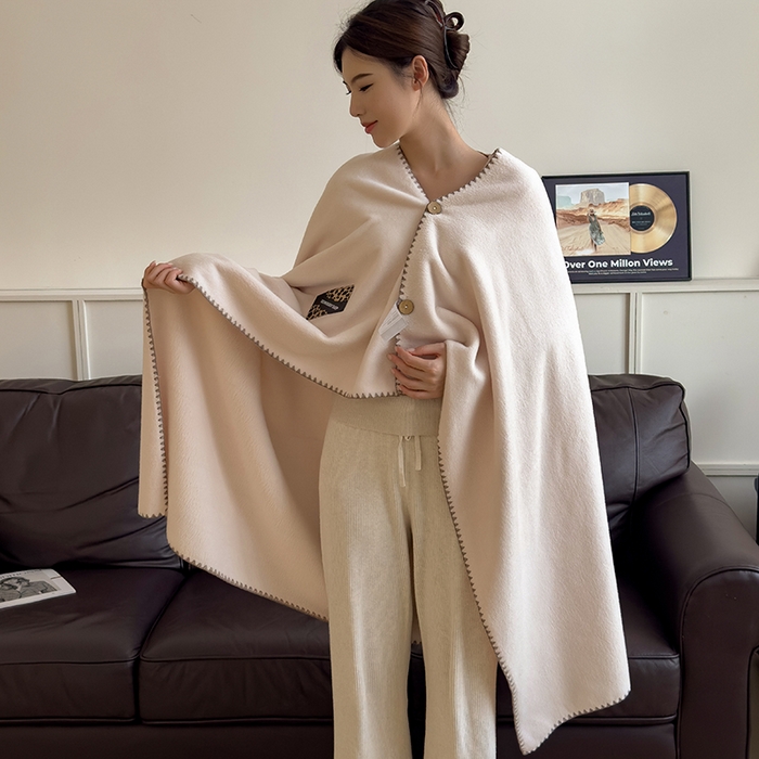 合纵跨境工厂 2025秋冬新款加厚可机洗羊棉绒贝壳边毛毯冬季保暖盖毯跨境外贸JIT一件代发 云絮白