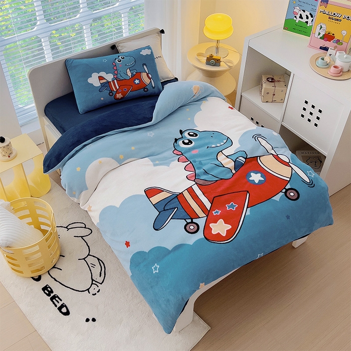 91家纺网 家纺一手货源 找家纺 （总）嗨生活 2025新款牛奶绒数码印花原创大版卡通幼儿园套件幼儿园三件套