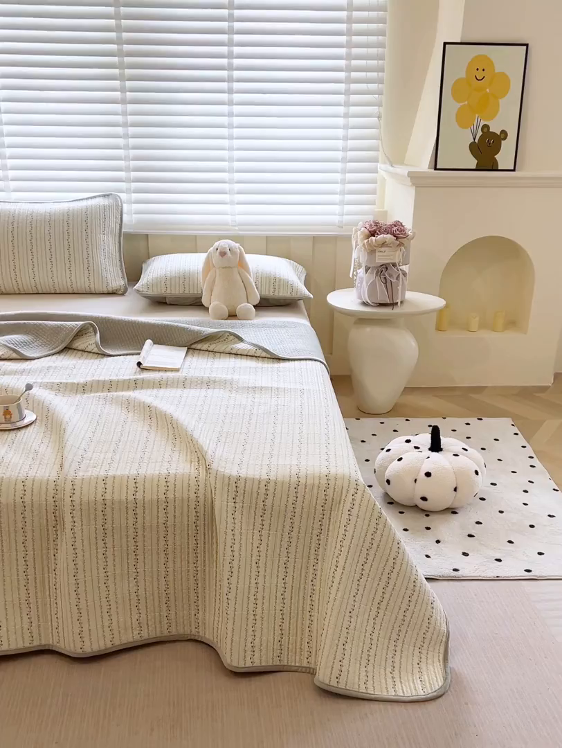 91家纺网 家纺一手货源 找家纺 缔锦家纺 2025新款高克重全棉柔软绒床盖三件套 青芷