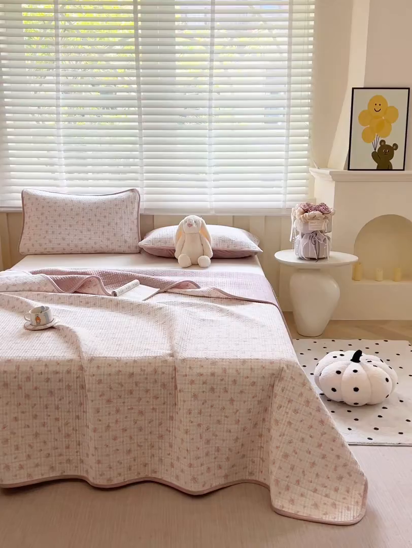 91家纺网 家纺一手货源 找家纺 缔锦家纺 2025新款高克重全棉柔软绒床盖三件套 秋茗