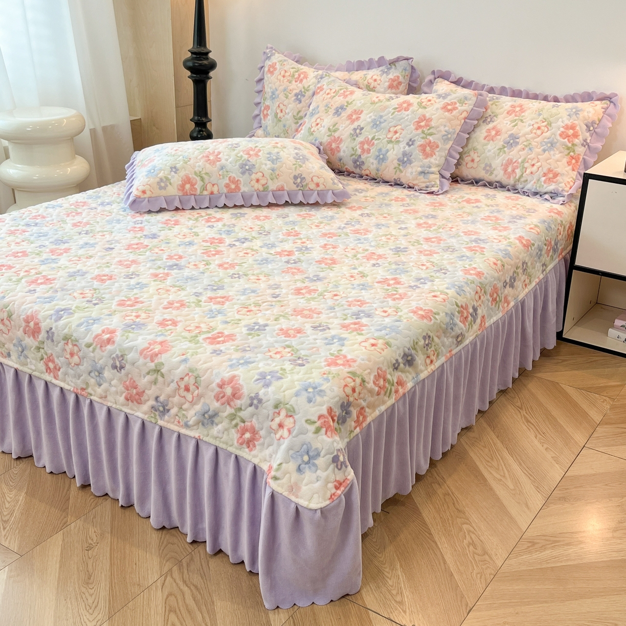 91家纺网 家纺一手货源 找家纺 （总）金梦家居 2025新款高克重牛奶绒床盖四件套