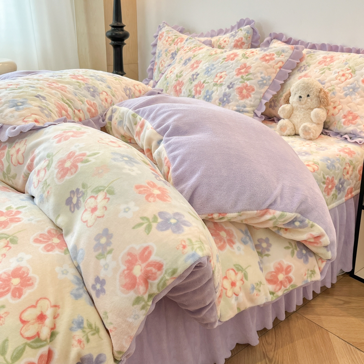 91家纺网 家纺一手货源 找家纺 （总）金梦家居 2025新款高克重牛奶绒床盖四件套