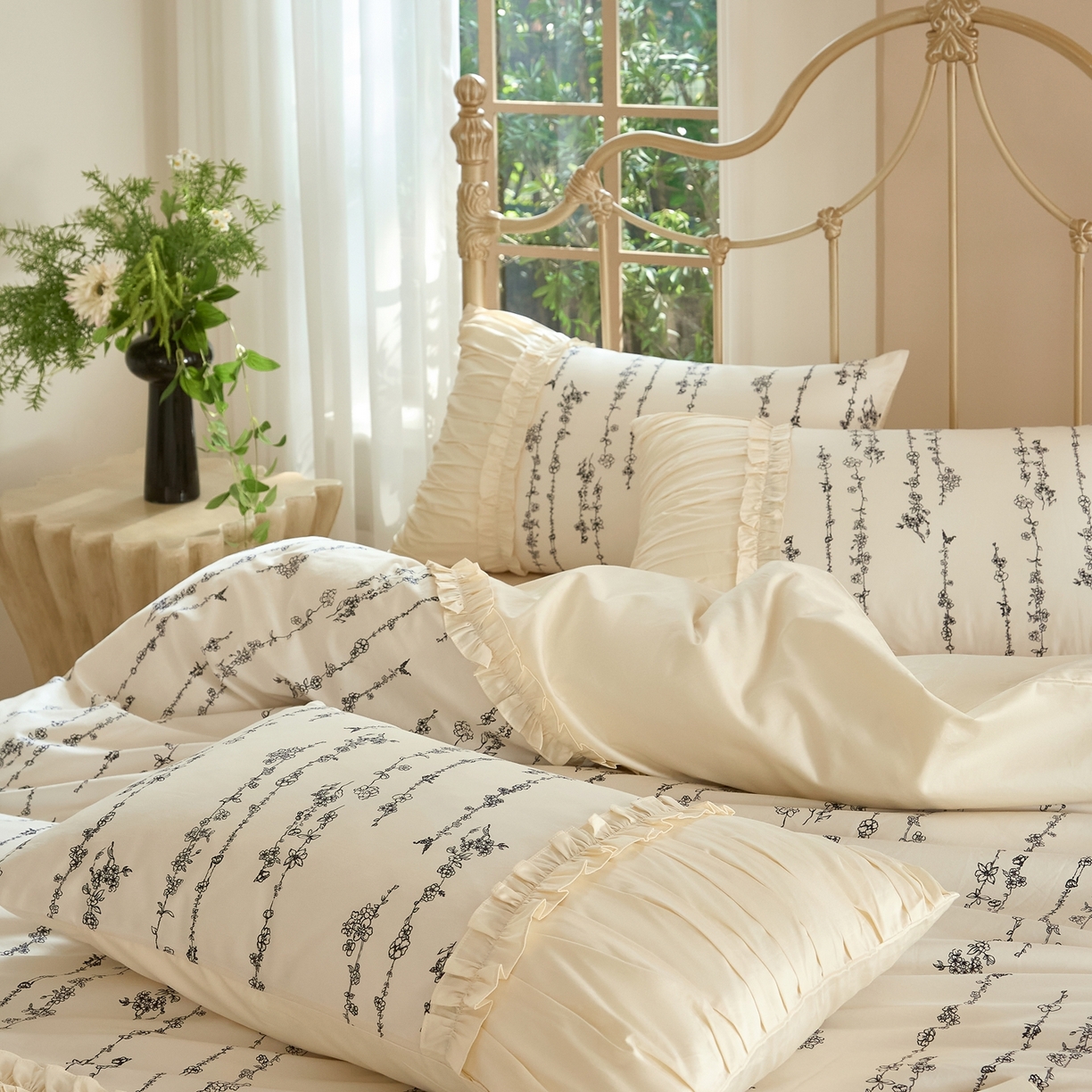 91家纺网 家纺一手货源 找家纺 （总）ONE TWO ONE 121 2025新款100支长绒棉贡缎数码印花四件套高级工艺款花间集系列-【会员-20】 平台控价券后不得低于368/388元