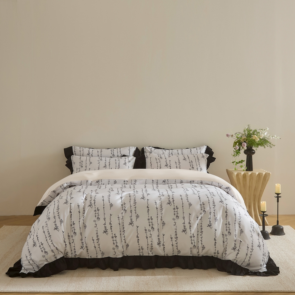 91家纺网 家纺一手货源 找家纺 （总）ONE TWO ONE 121 2025新款100支长绒棉贡缎数码印花（小cr ）陌上花开四件套-【会员-20】 平台控价券后不得低于368/388元