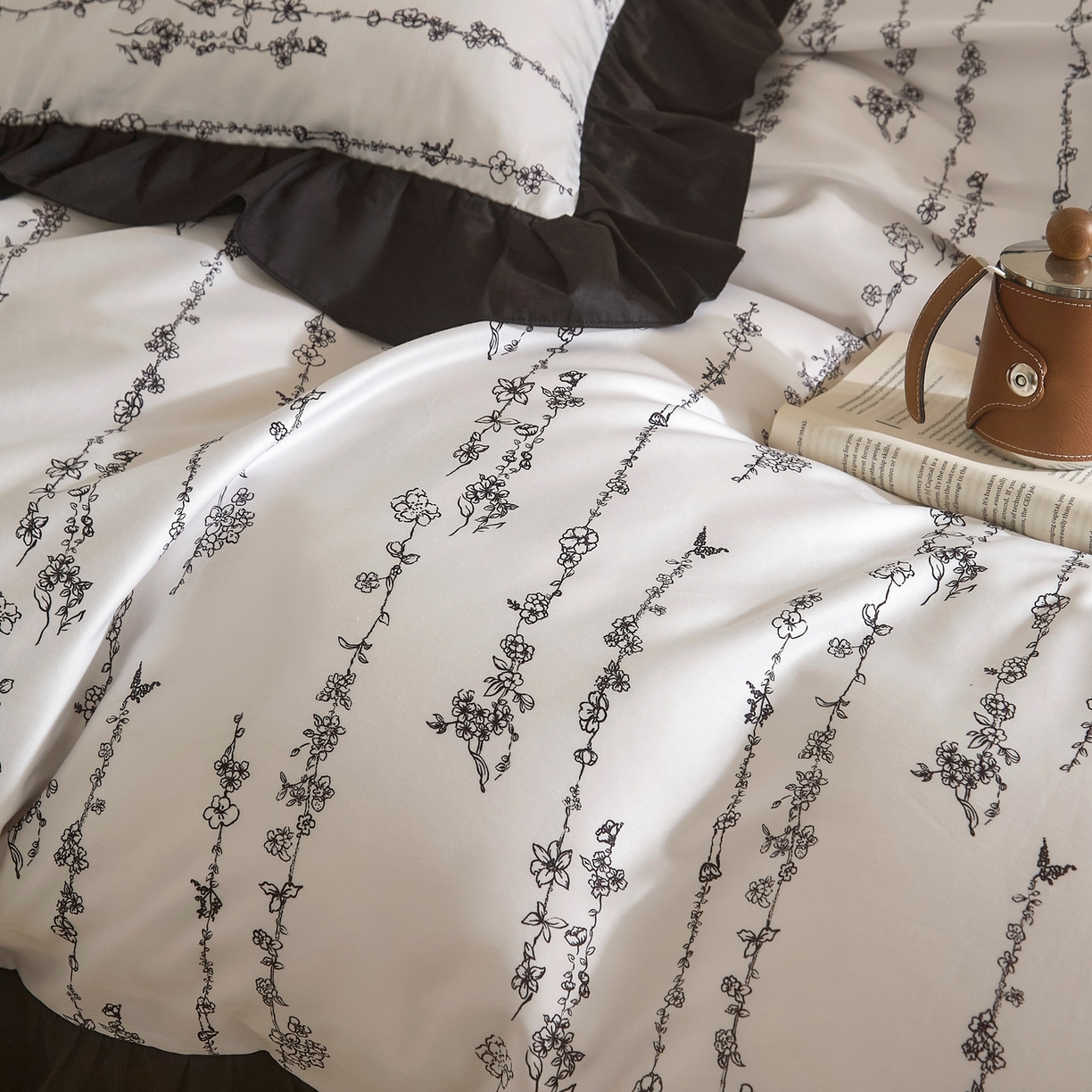 91家纺网 家纺一手货源 找家纺 （总）ONE TWO ONE 121 2025新款100支长绒棉贡缎数码印花（小cr ）陌上花开四件套-【会员-20】 平台控价券后不得低于368/388元