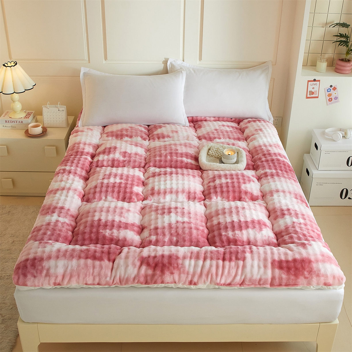 91家纺网 家纺一手货源 找家纺 （总）柒尚 2025新款A类兔兔绒亲肤磨毛羽丝棉垫