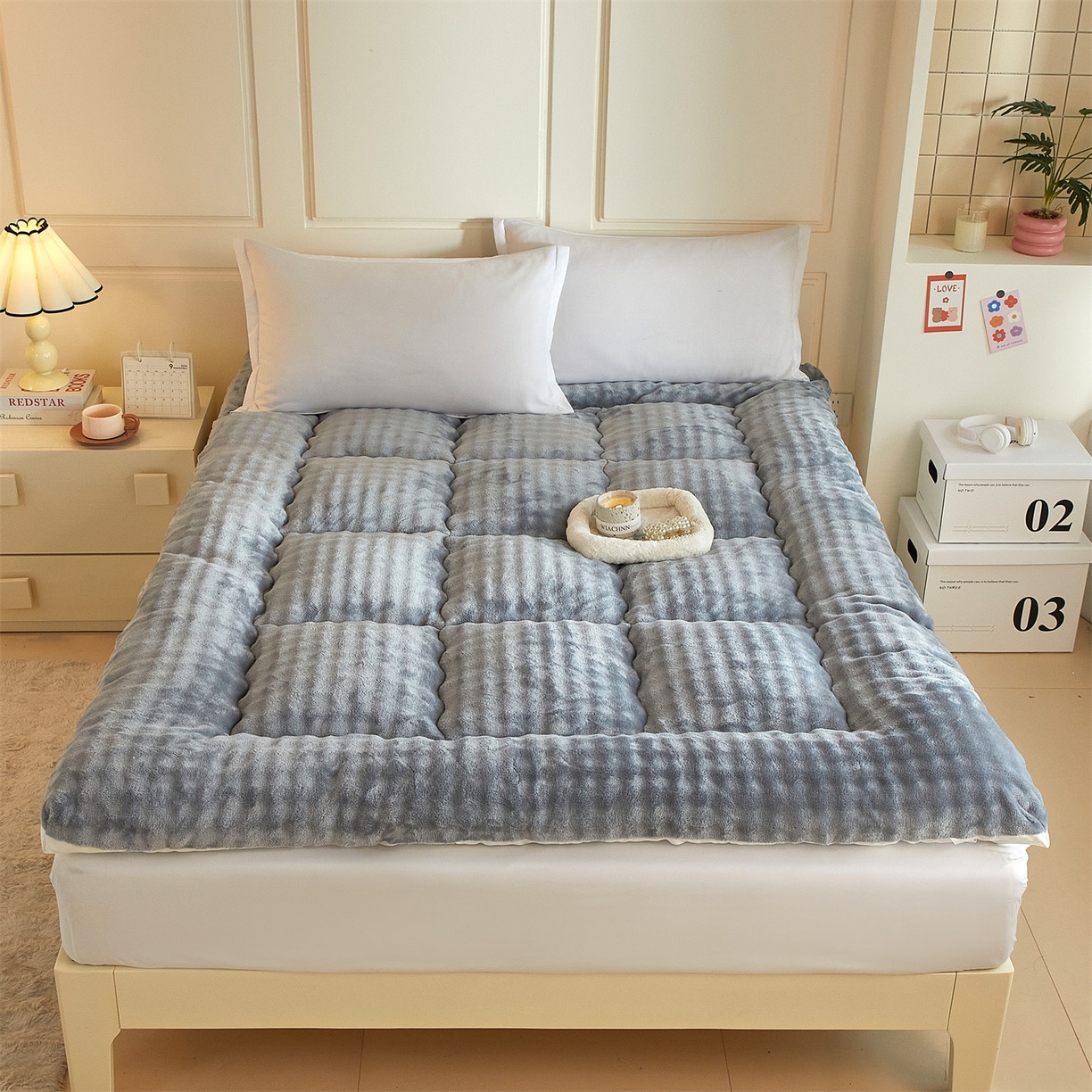 91家纺网 家纺一手货源 找家纺 （总）柒尚 2025新款A类兔兔绒亲肤磨毛羽丝棉垫