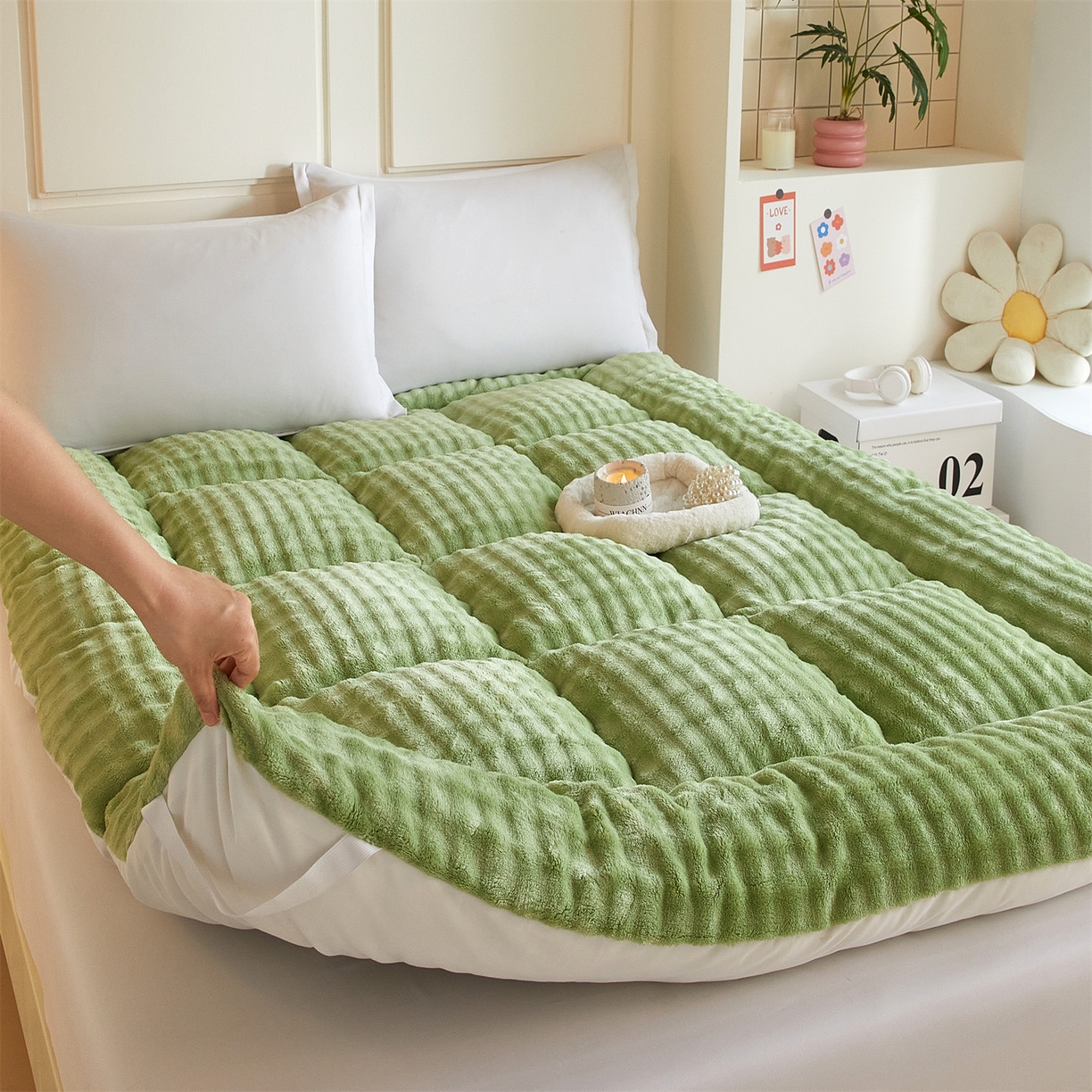 91家纺网 家纺一手货源 找家纺 （总）柒尚 2025新款A类兔兔绒亲肤磨毛羽丝棉垫