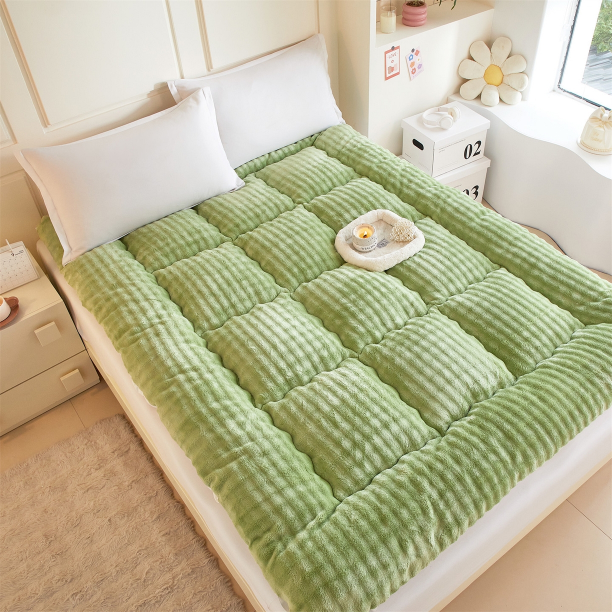 91家纺网 家纺一手货源 找家纺 （总）柒尚 2025新款A类兔兔绒亲肤磨毛羽丝棉垫