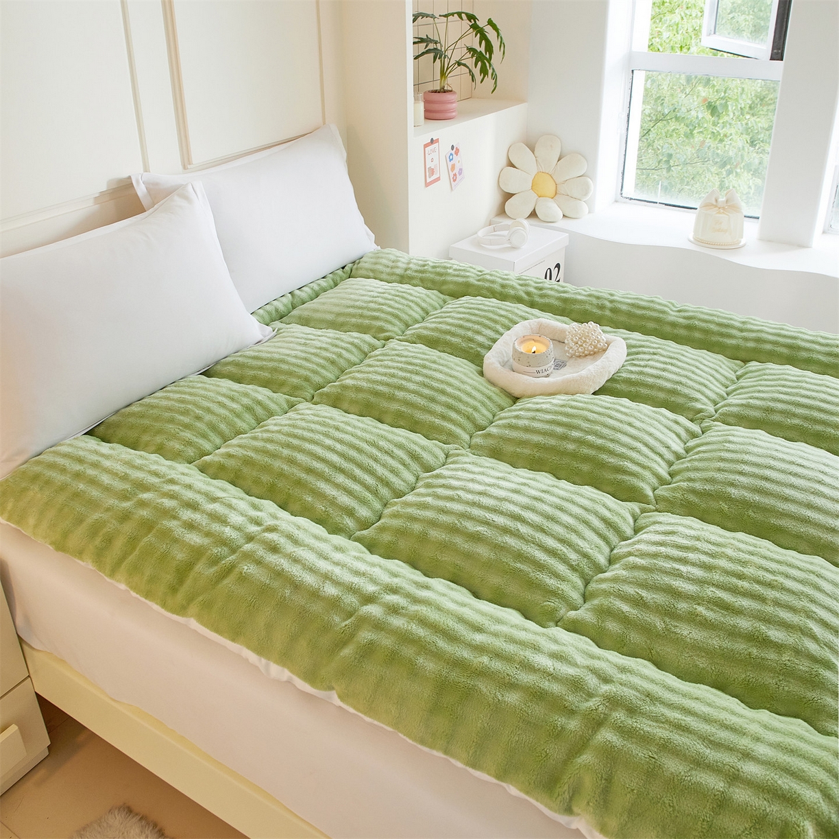 91家纺网 家纺一手货源 找家纺 （总）柒尚 2025新款A类兔兔绒亲肤磨毛羽丝棉垫