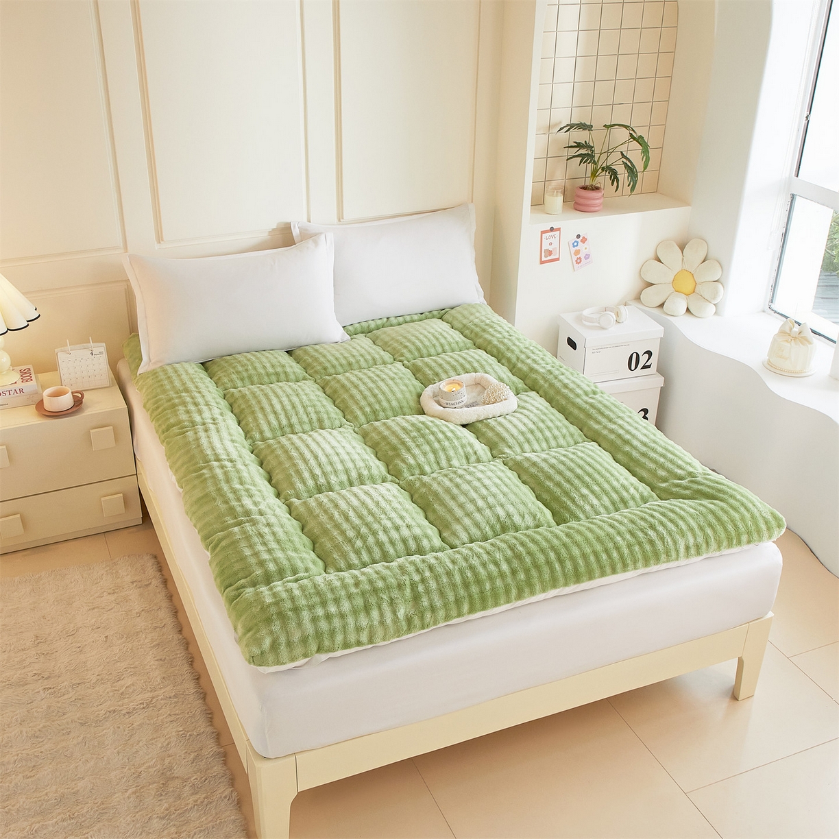 91家纺网 家纺一手货源 找家纺 （总）柒尚 2025新款A类兔兔绒亲肤磨毛羽丝棉垫