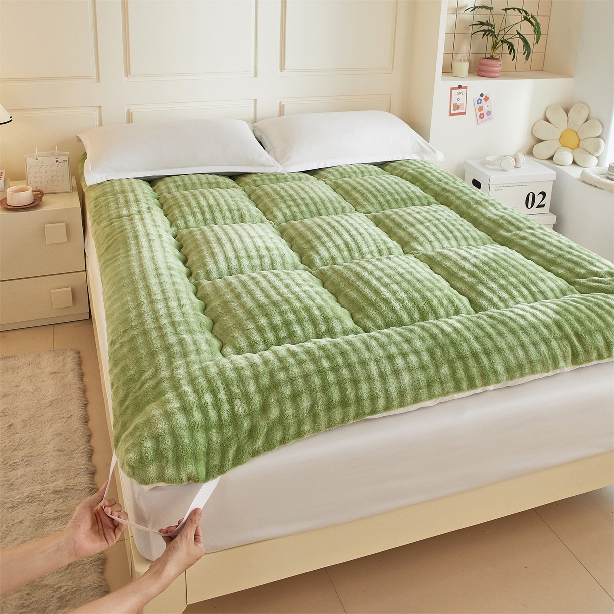 91家纺网 家纺一手货源 找家纺 （总）柒尚 2025新款A类兔兔绒亲肤磨毛羽丝棉垫