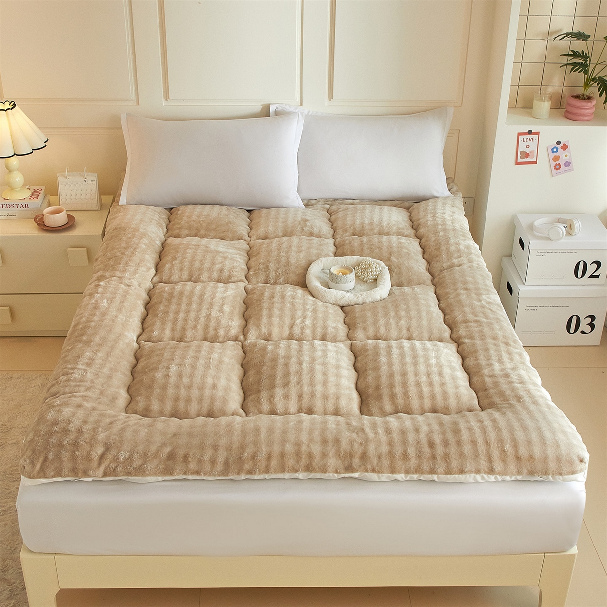 91家纺网 家纺一手货源 找家纺 （总）柒尚 2025新款A类兔兔绒亲肤磨毛羽丝棉垫