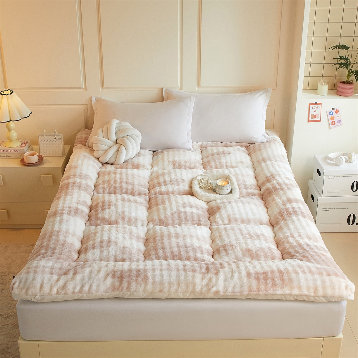 91家纺网 家纺一手货源 找家纺 （总）柒尚 2025新款A类兔兔绒亲肤磨毛羽丝棉垫