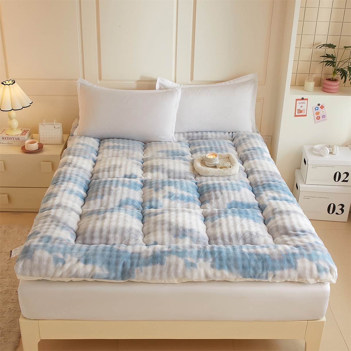 91家纺网 家纺一手货源 找家纺 （总）柒尚 2025新款A类兔兔绒亲肤磨毛羽丝棉垫