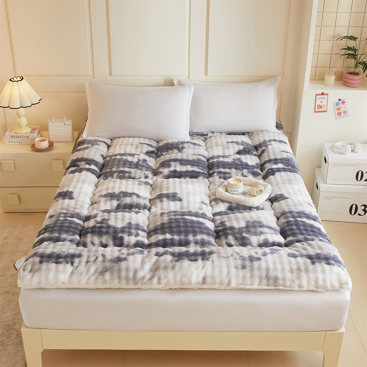 91家纺网 家纺一手货源 找家纺 （总）柒尚 2025新款A类兔兔绒亲肤磨毛羽丝棉垫