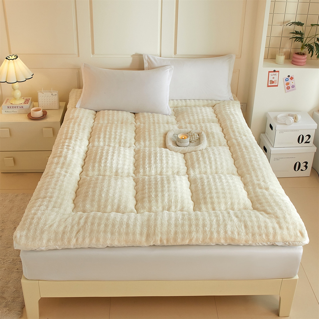 91家纺网 家纺一手货源 找家纺 （总）柒尚 2025新款A类兔兔绒亲肤磨毛羽丝棉垫