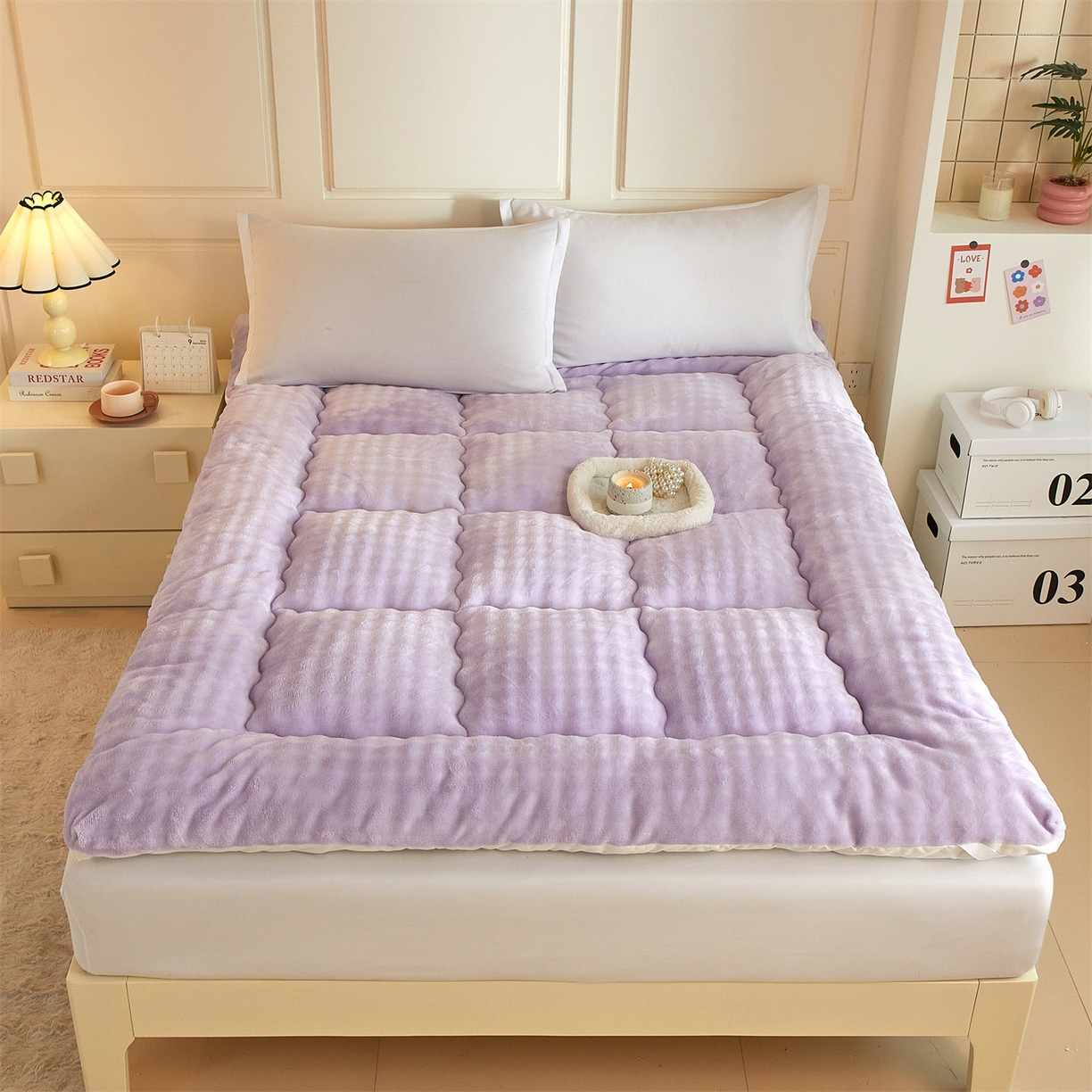 91家纺网 家纺一手货源 找家纺 （总）柒尚 2025新款A类兔兔绒亲肤磨毛羽丝棉垫