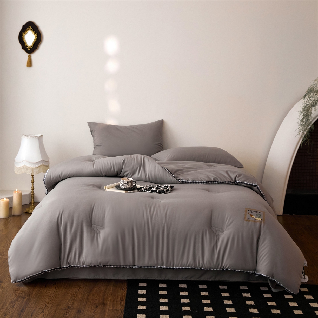 91家纺网 家纺一手货源 找家纺 （总）头等舱  2025新款四季棉纯色A类20大豆7A抗菌秋冬被（空镜）