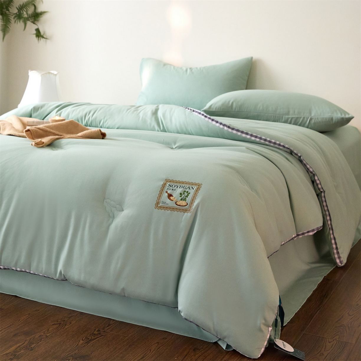 91家纺网 家纺一手货源 找家纺 （总）头等舱  2025新款四季棉纯色A类20大豆7A抗菌秋冬被（空镜）