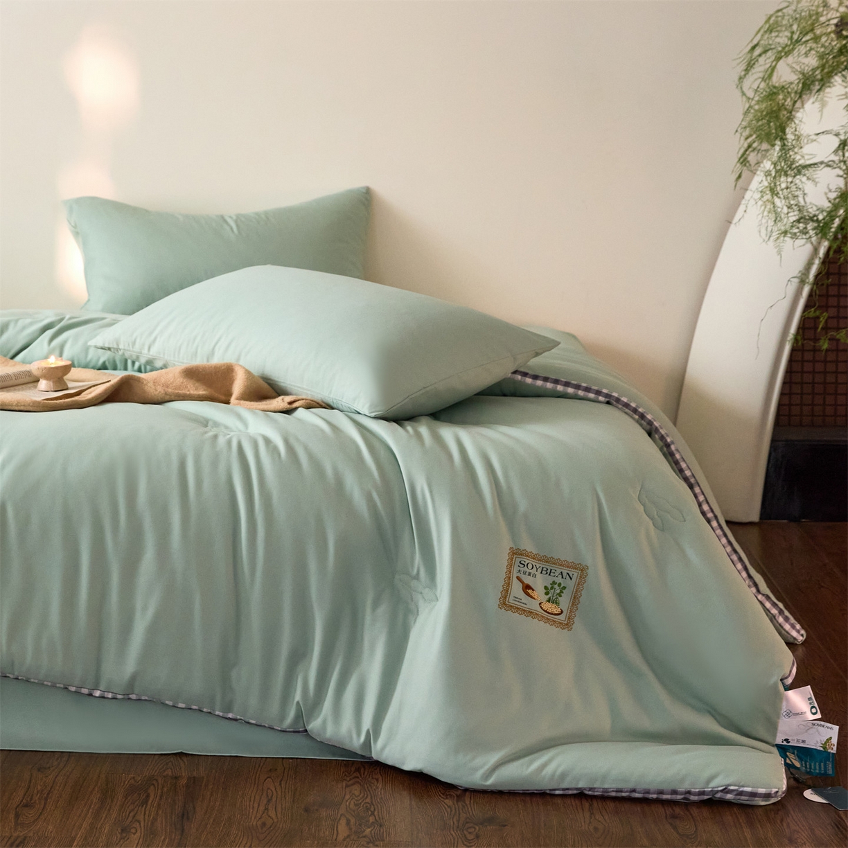 91家纺网 家纺一手货源 找家纺 （总）头等舱  2025新款四季棉纯色A类20大豆7A抗菌秋冬被（空镜）