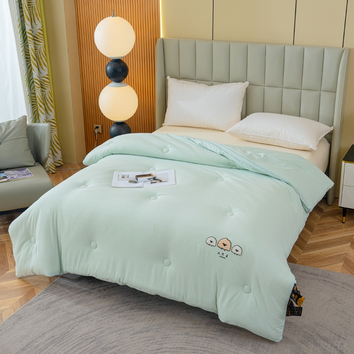 91家纺网 家纺一手货源 找家纺 蓝冰家纺 2025新款羊提花被被子被芯 三只羊-水绿色