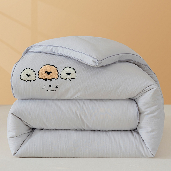 蓝冰家纺 2025新款羊提花被被子被芯 三只羊-浅灰色