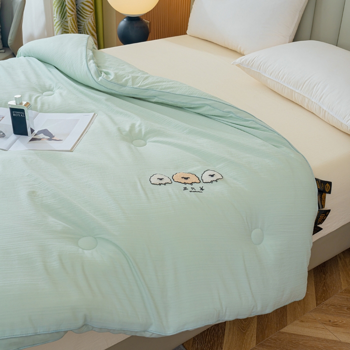 91家纺网 家纺一手货源 找家纺 蓝冰家纺 2025新款羊提花被被子被芯 三只羊-水绿色