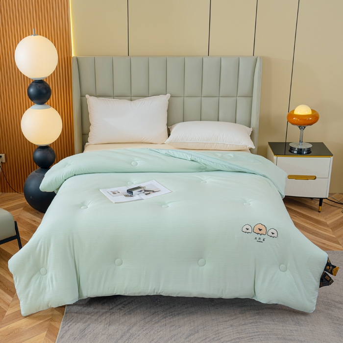 91家纺网 家纺一手货源 找家纺 蓝冰家纺 2025新款羊提花被被子被芯 三只羊-水绿色