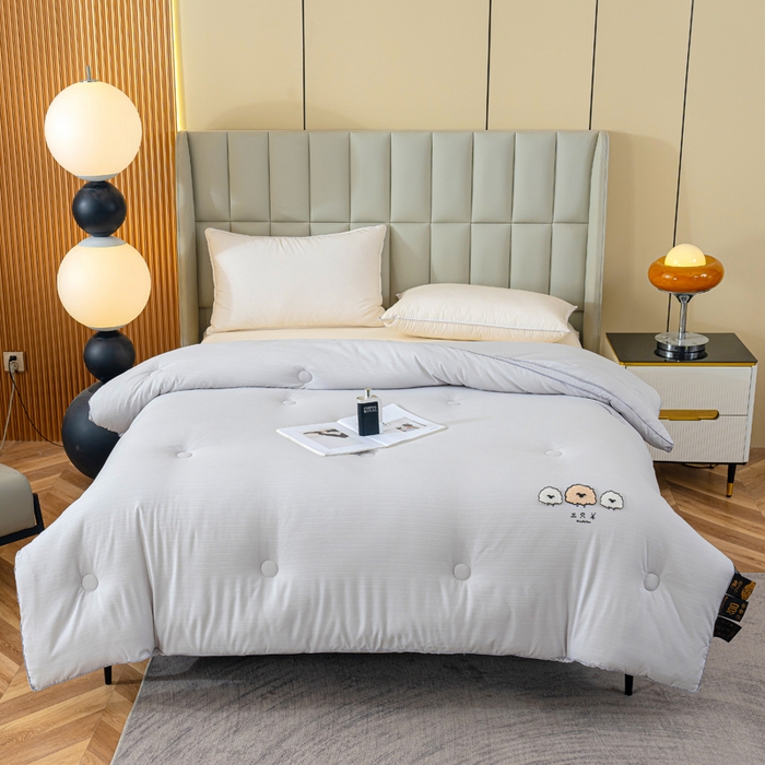 91家纺网 家纺一手货源 找家纺 蓝冰家纺 2025新款羊提花被被子被芯 三只羊-浅灰色