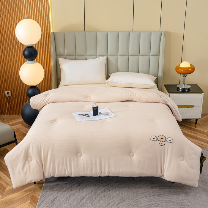 91家纺网 家纺一手货源 找家纺 蓝冰家纺 2025新款羊提花被被子被芯 三只羊-浅玉色