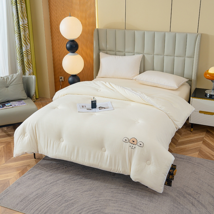 91家纺网 家纺一手货源 找家纺 蓝冰家纺 2025新款羊提花被被子被芯 三只羊-米白色